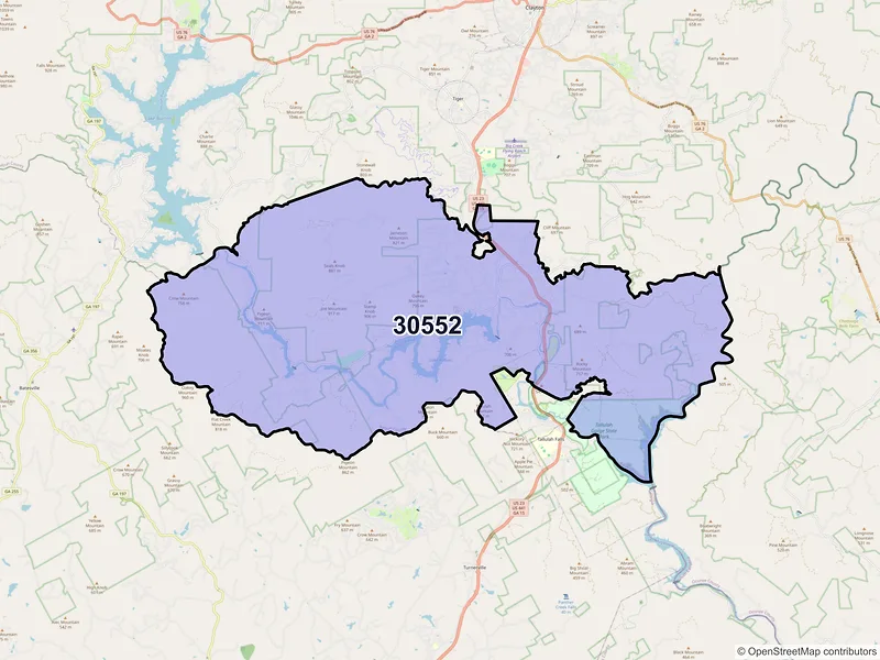 Map of ZIP Code 30552 — Lakemont, GA
