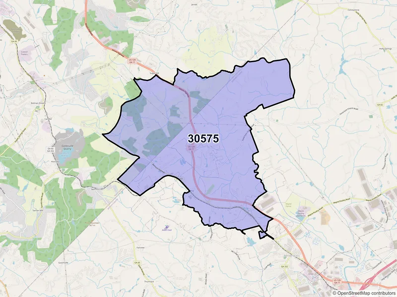 Map of ZIP Code 30575 — Talmo, GA