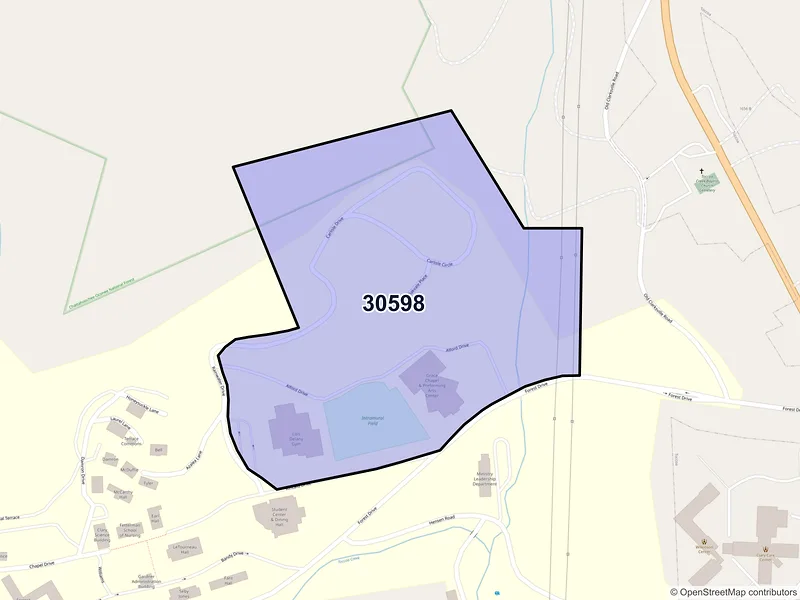 Map of Toccoa Falls, Georgia and ZIP codes