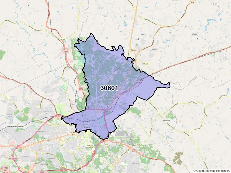 Map of ZIP Code 30601 — Athens, GA