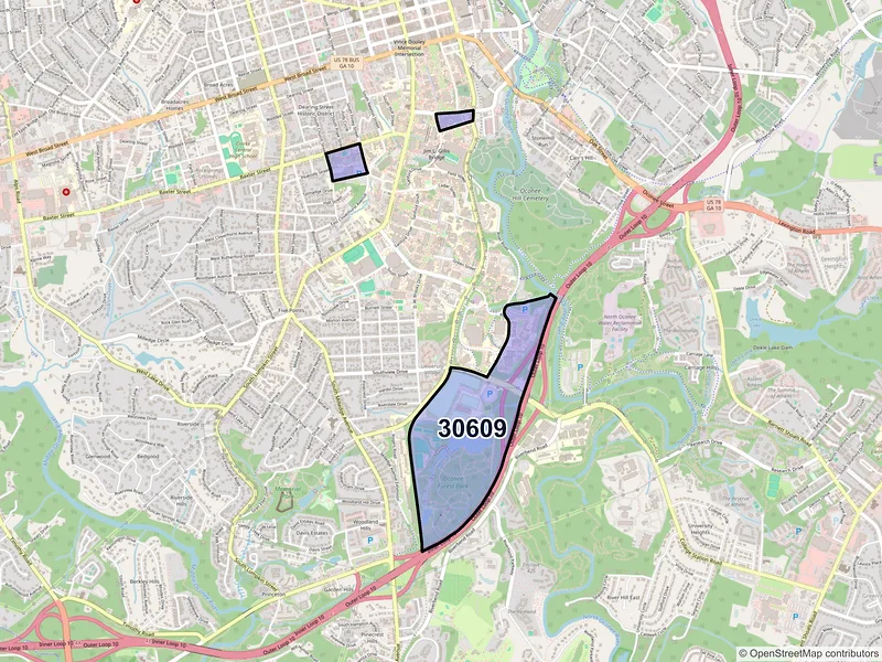 Map of ZIP Code 30609 — Athens, GA
