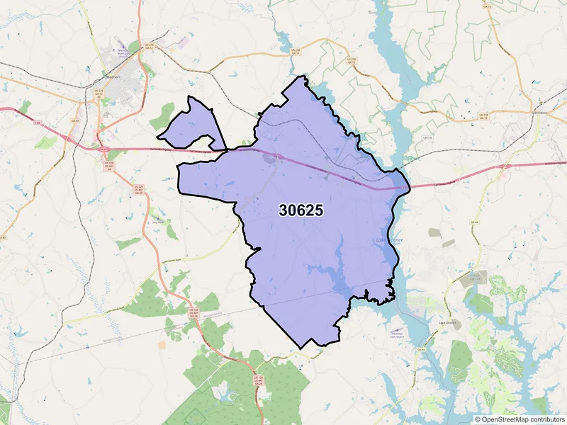 Map of Buckhead, Georgia and ZIP codes