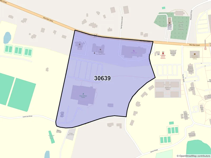 Map of Franklin Springs, Georgia and ZIP codes