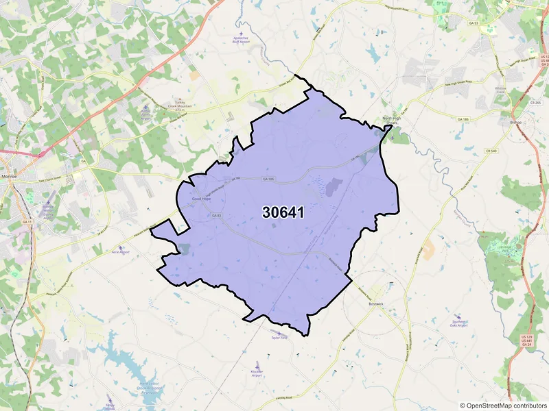 Map of ZIP Code 30641 — Good Hope, GA
