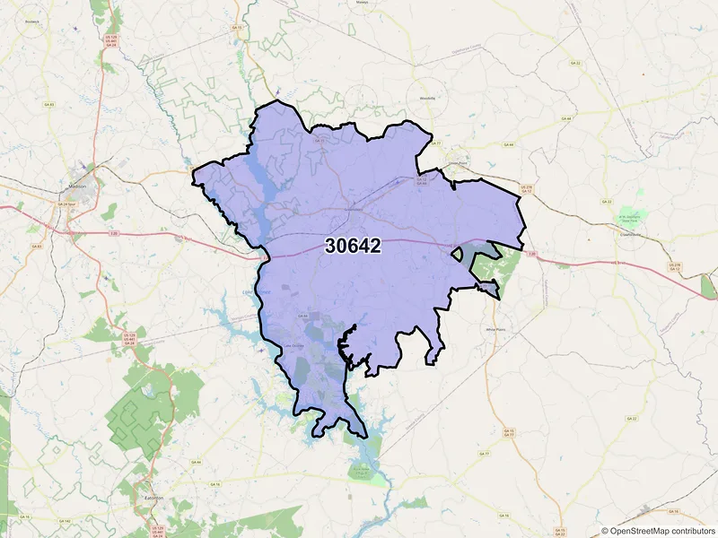 Map of ZIP Code 30642 — Greensboro, GA
