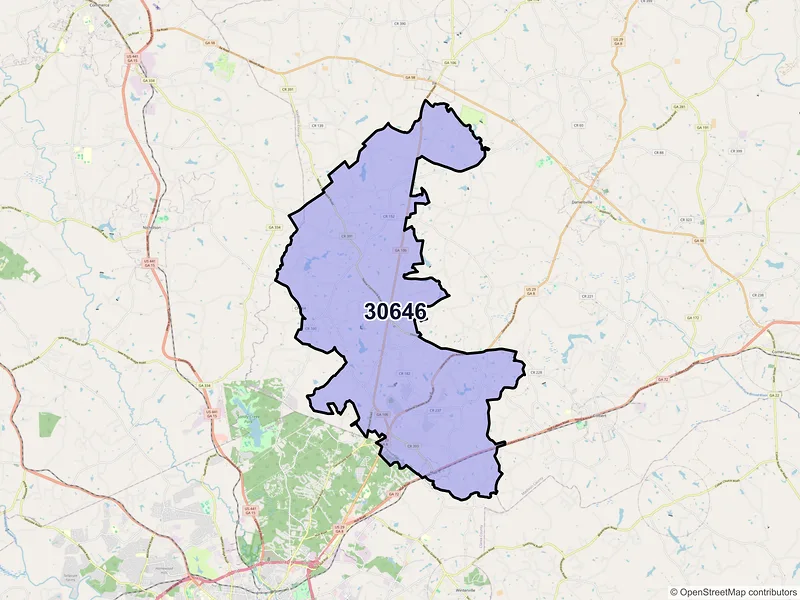 Map of Hull, Georgia and ZIP codes