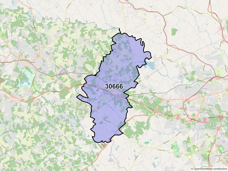Map of ZIP Code 30666 — Statham, GA