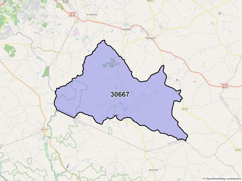 Map of Stephens, Georgia and ZIP codes