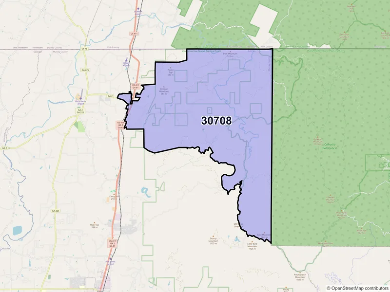 Map of ZIP Code 30708 — Cisco, GA
