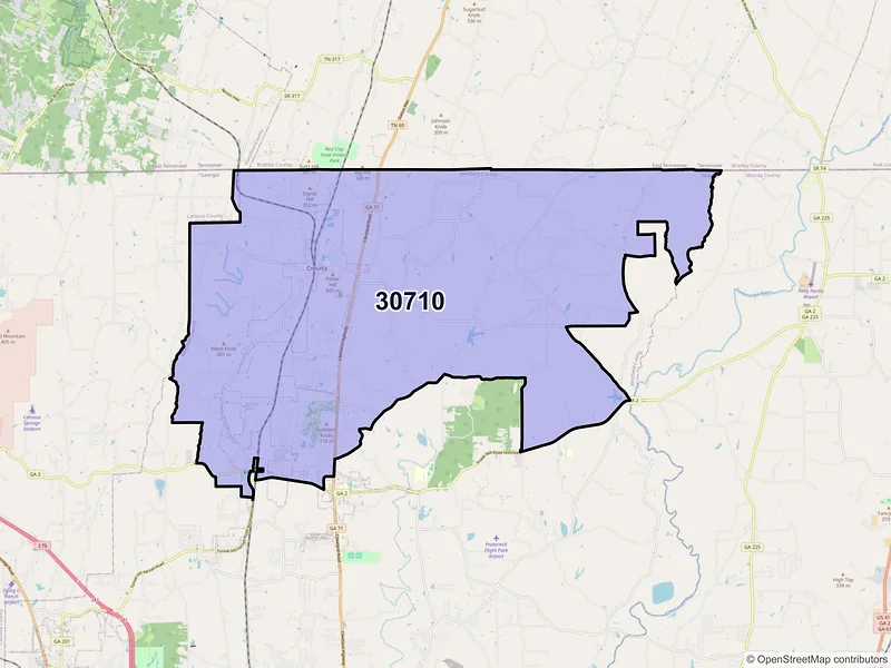 Map of ZIP Code 30710 — Cohutta, GA