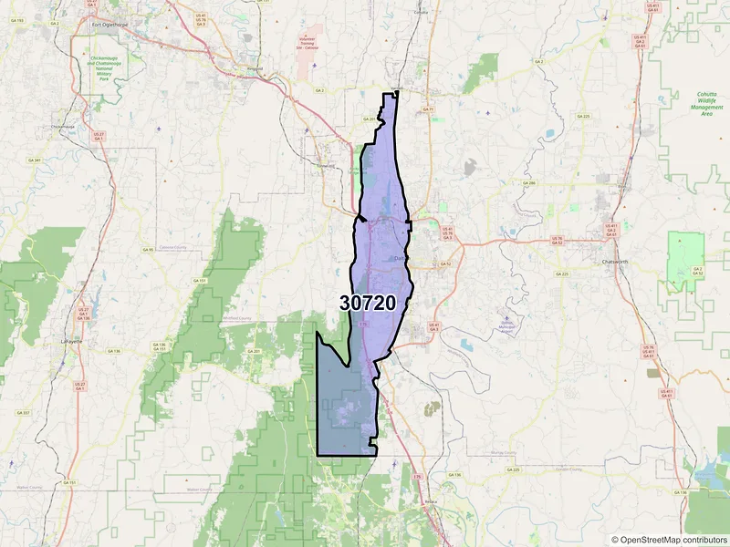 Map of ZIP Code 30720 — Dalton, GA