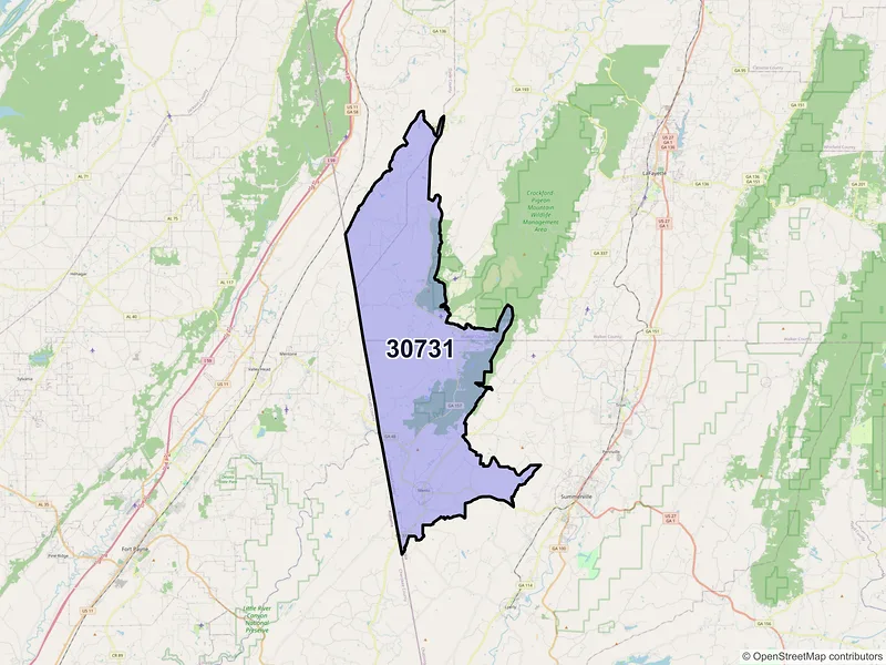 Map of ZIP Code 30731 — Menlo, GA