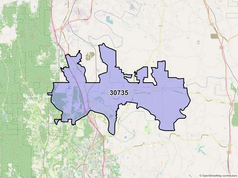Map of ZIP Code 30735 — Resaca, GA