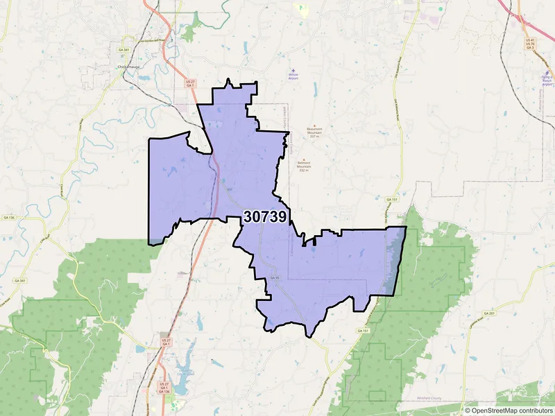 Map of ZIP Code 30739 — Rock Spring, GA