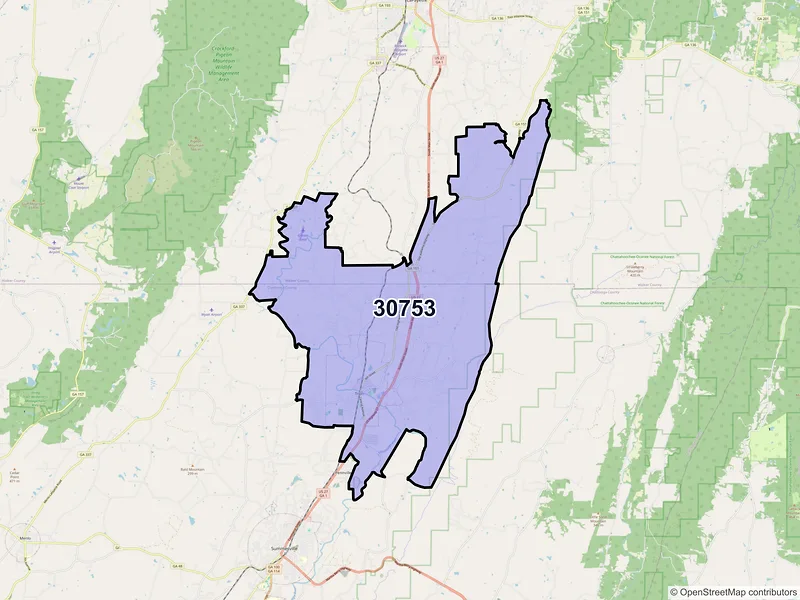 Map of ZIP Code 30753 — Trion, GA