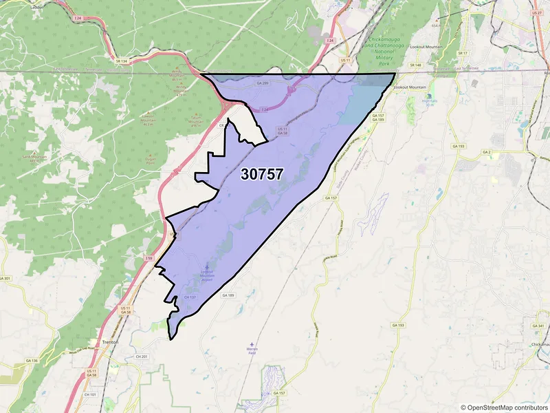 Map of Wildwood, Georgia and ZIP codes