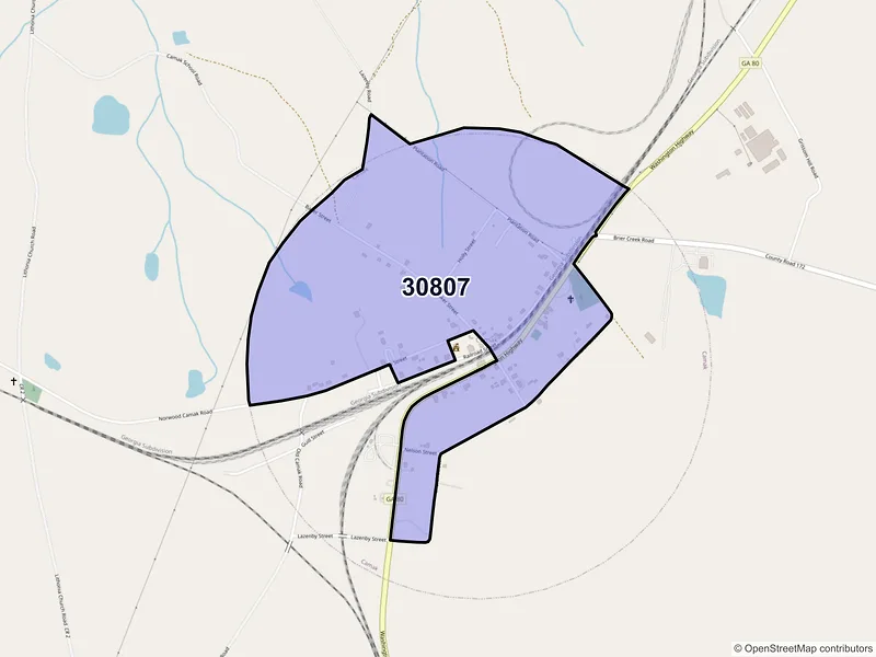 Map of Camak, Georgia and ZIP codes