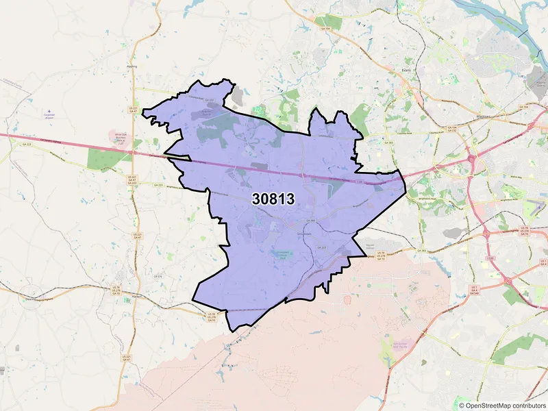 Map of ZIP Code 30813 — Grovetown, GA