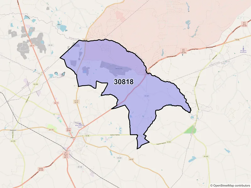 Map of Matthews, Georgia and ZIP codes