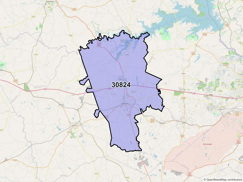 Map of Thomson, Georgia and ZIP codes