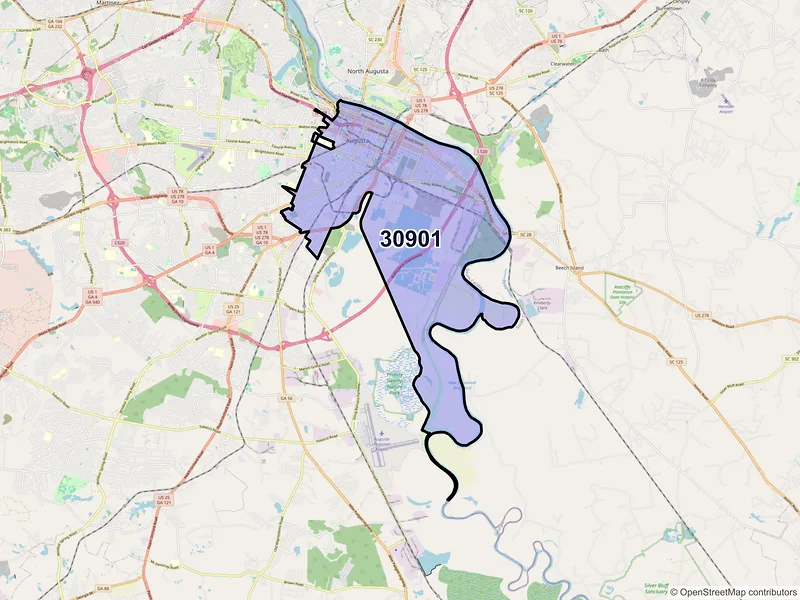 Map of ZIP Code 30901 — Augusta, GA