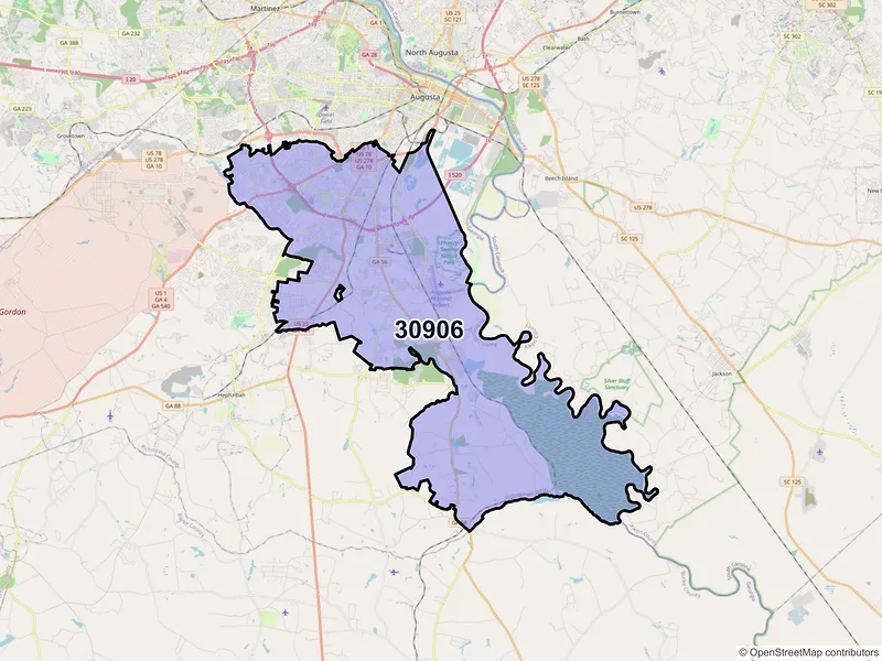 Map of ZIP Code 30906 — Augusta, GA
