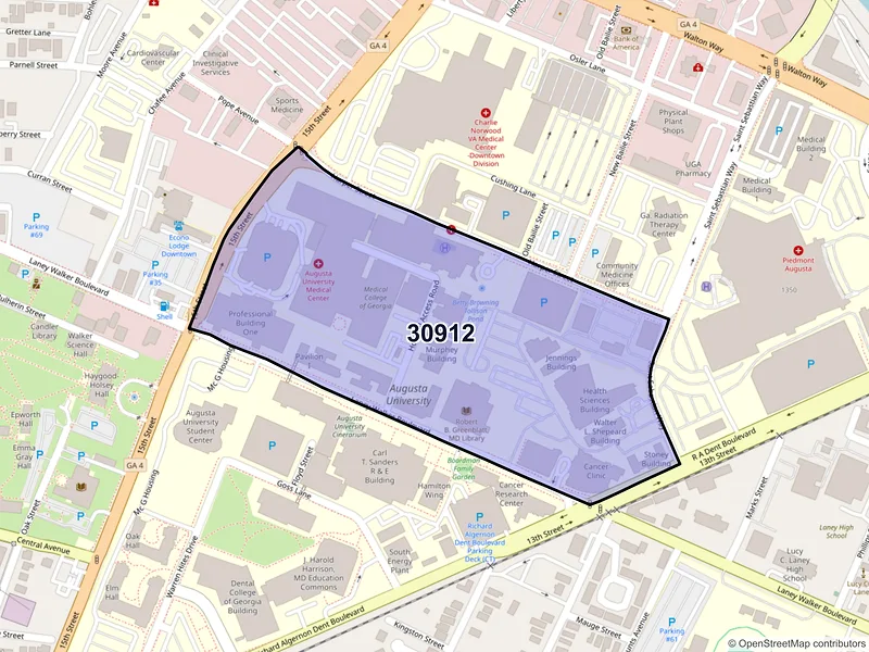 Map of ZIP Code 30912 — Augusta, GA