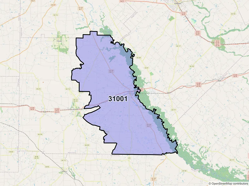 Map of Abbeville, Georgia and ZIP codes