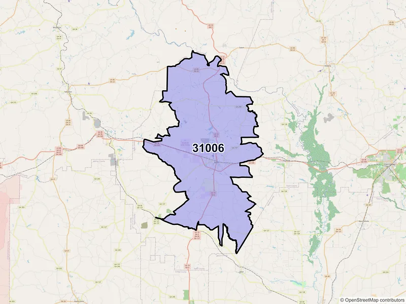 Map of ZIP Code 31006 — Butler, GA