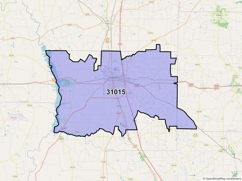 Map of ZIP Code 31015 — Cordele, GA