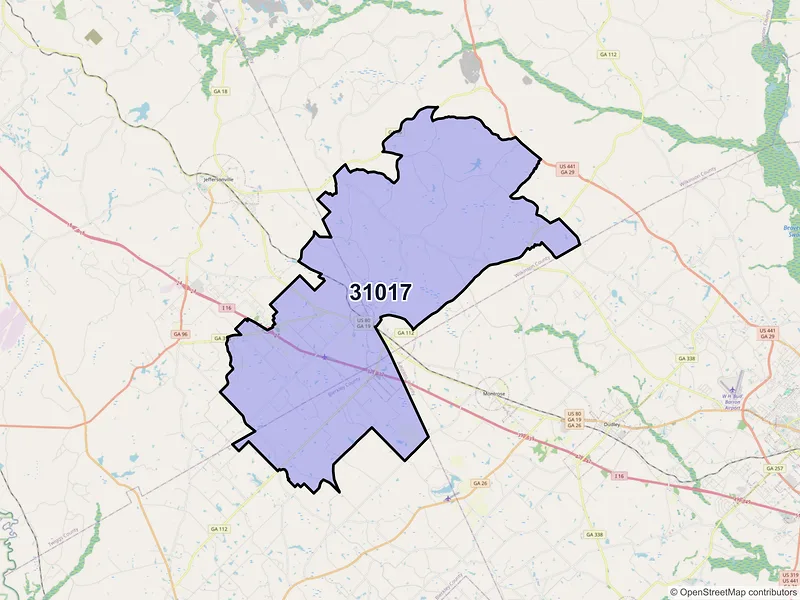 Map of ZIP Code 31017 — Danville, GA
