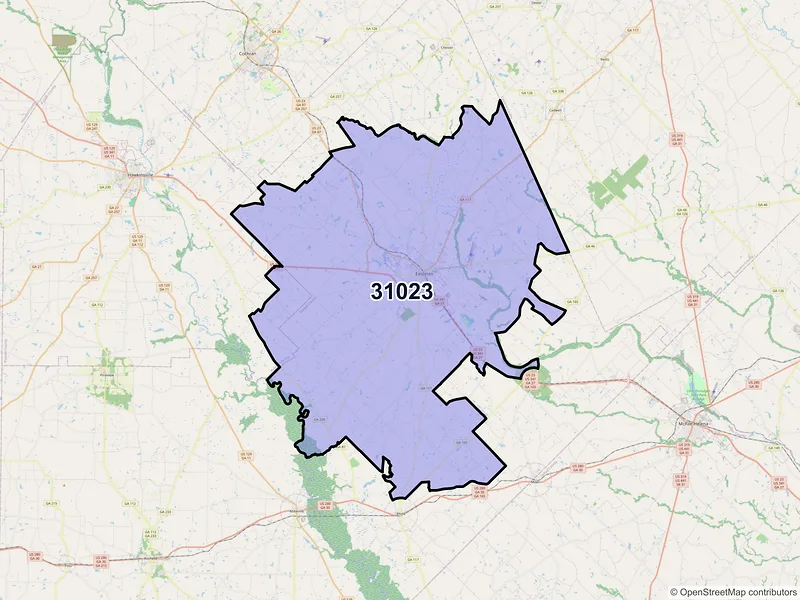 Map of ZIP Code 31023 — Eastman, GA