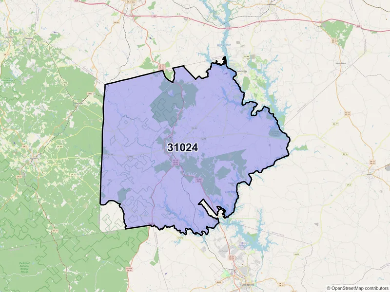 Map of ZIP Code 31024 — Eatonton, GA