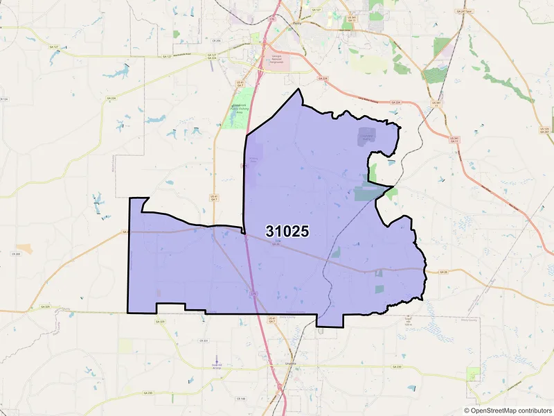 Map of Elko, Georgia and ZIP codes