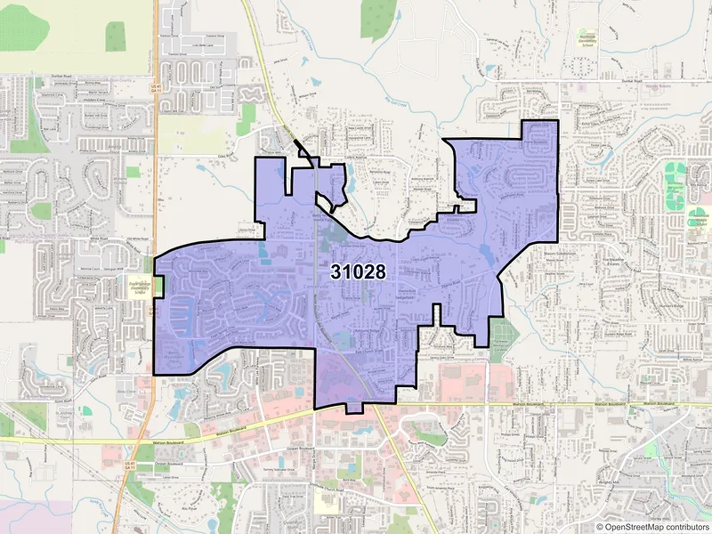 Map of ZIP Code 31028 — Centerville, GA