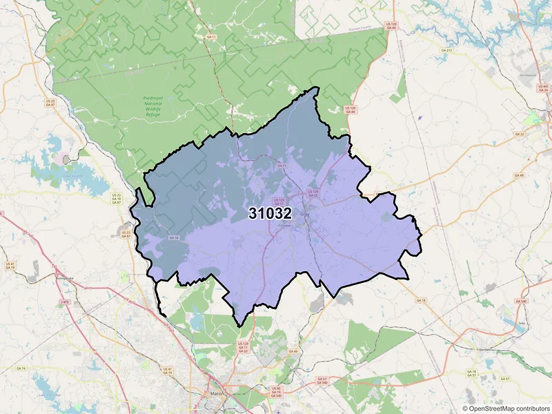 Map of ZIP Code 31032 — Gray, GA