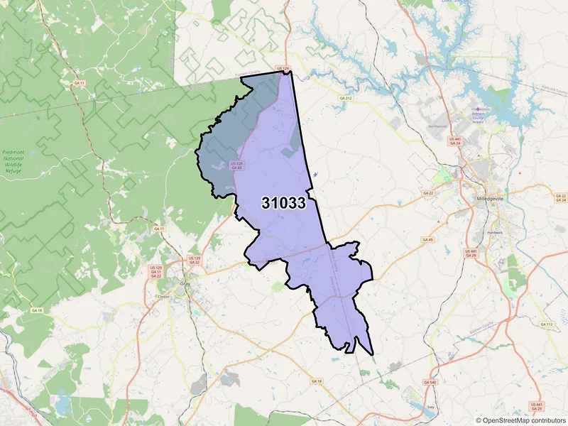 Map of ZIP Code 31033 — Haddock, GA