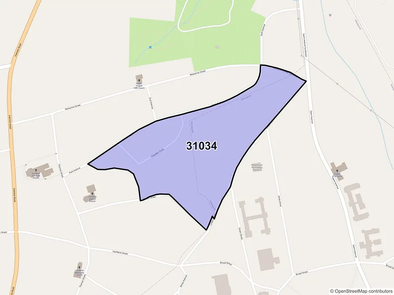Map of Hardwick, Georgia and ZIP codes