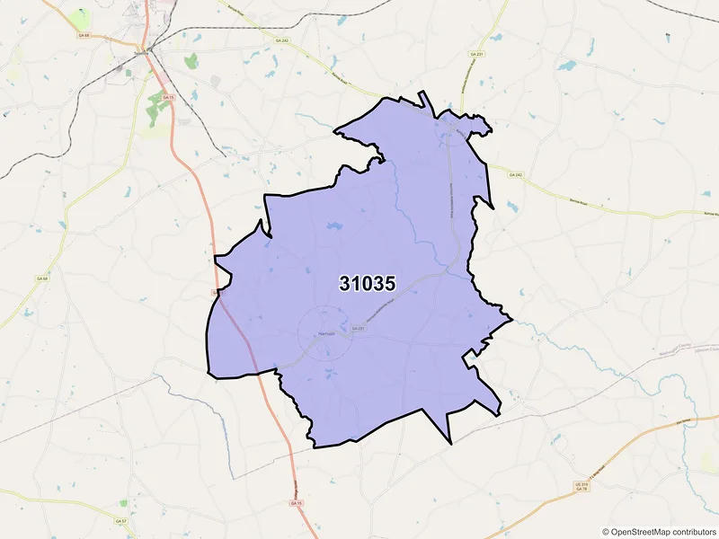 Map of ZIP Code 31035 — Harrison, GA
