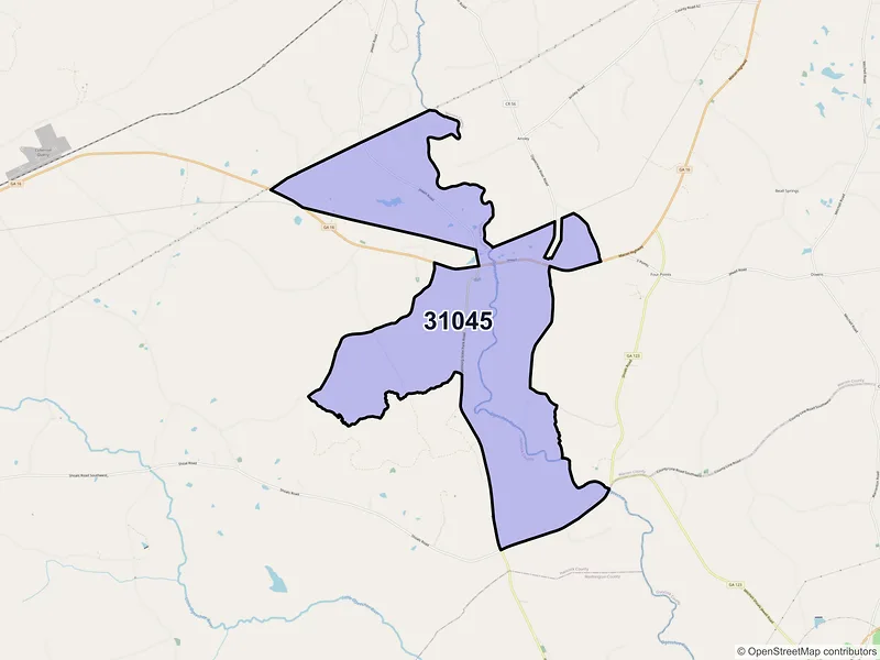 Map of Jewell, Georgia and ZIP codes
