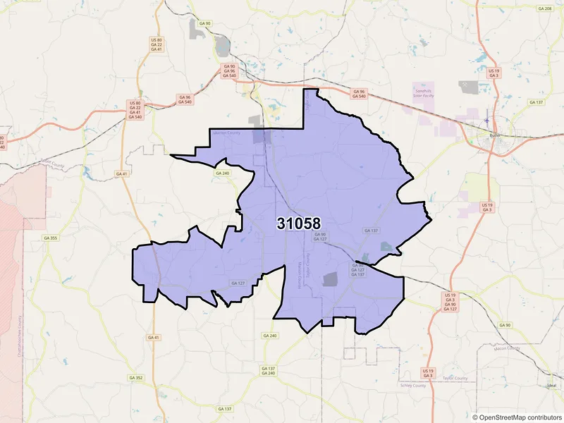 Map of Mauk, Georgia and ZIP codes