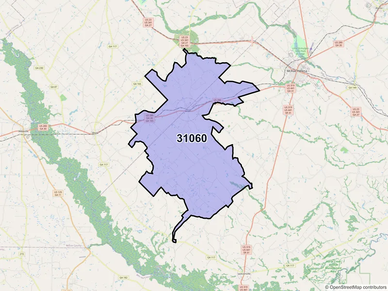 Map of ZIP Code 31060 — Milan, GA