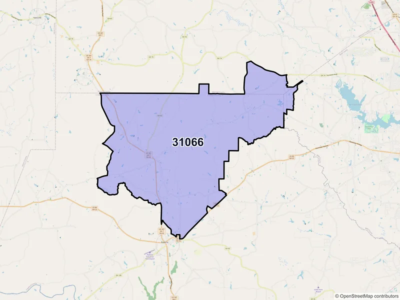 Map of ZIP Code 31066 — Musella, GA