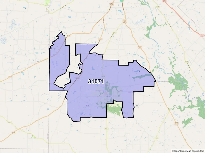 Map of ZIP Code 31071 — Pineview, GA