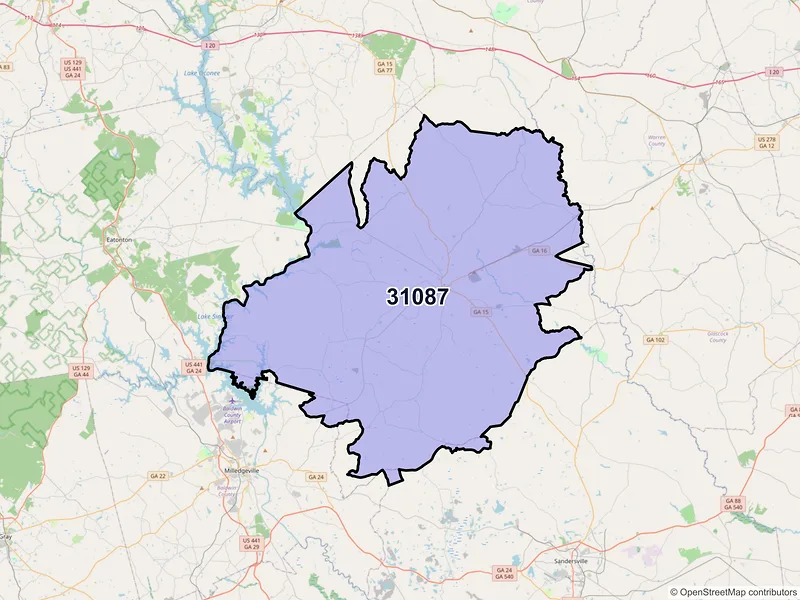 Map of Sparta, Georgia and ZIP codes