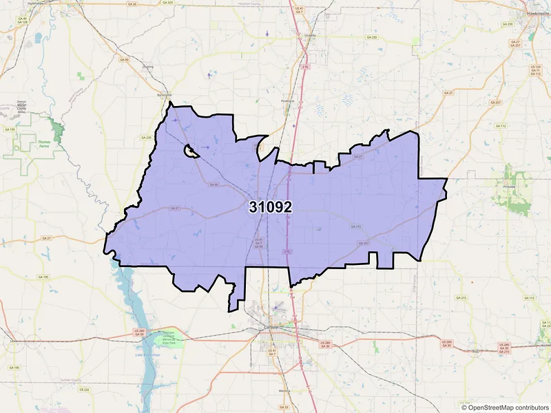 Map of Vienna, Georgia and ZIP codes
