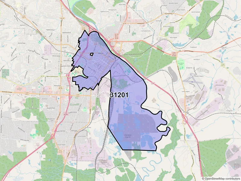 Map of ZIP Code 31201 — Macon, GA