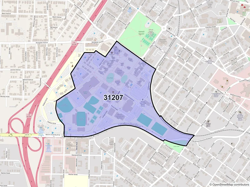 Map of ZIP Code 31207 — Macon, GA