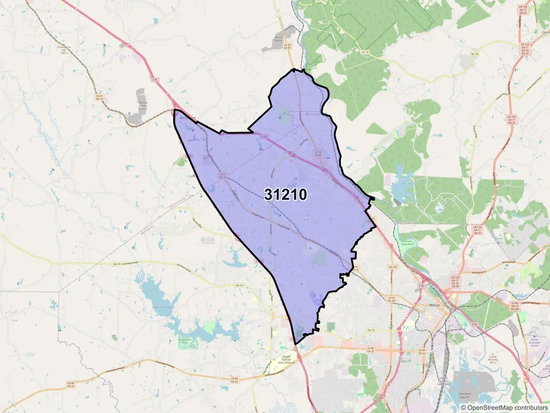 Map of ZIP Code 31210 — Macon, GA