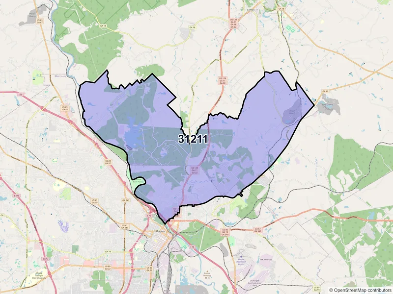 Map of ZIP Code 31211 — Macon, GA
